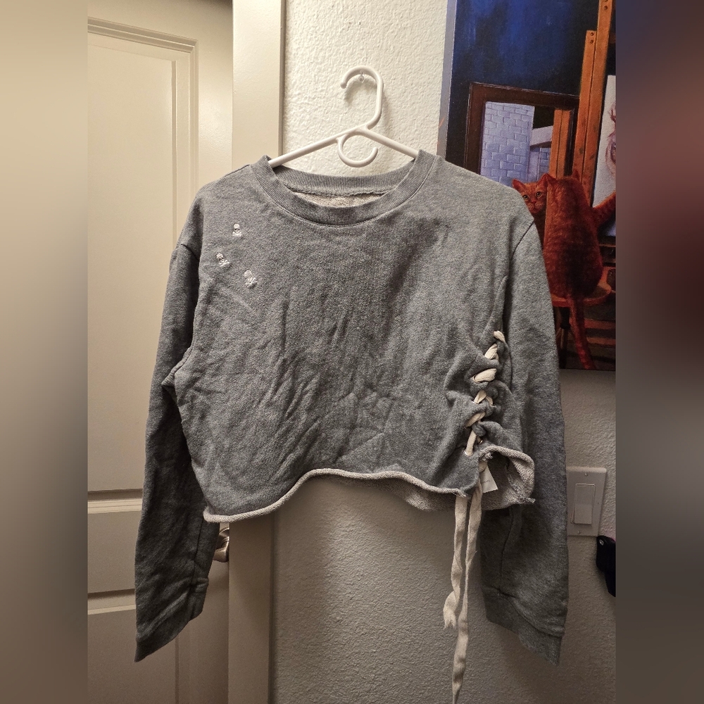 Soulcycle Cropped Gray Sweater